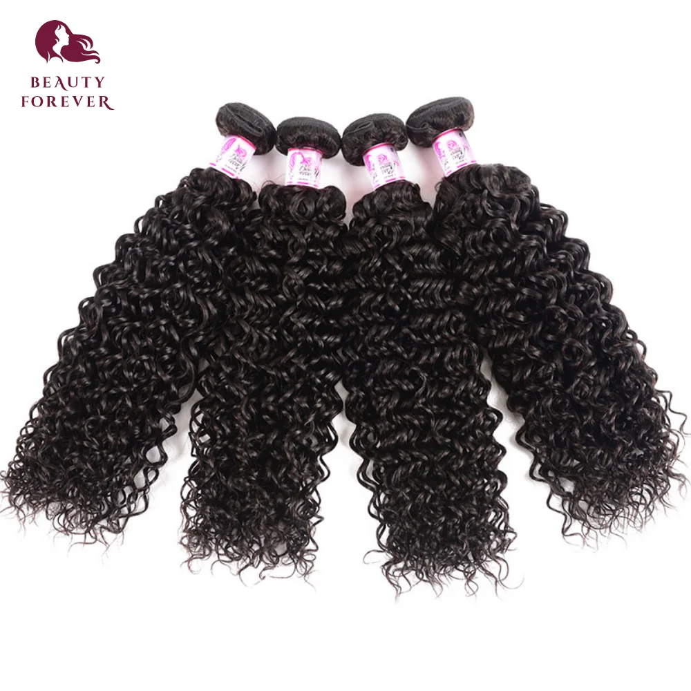 

BEAUTY FOREVER Peruvian Hair Curly Weft 4 Bundles Natural Color 100% Virgin Human Hair Weaves 8-26 inch Free Shipping