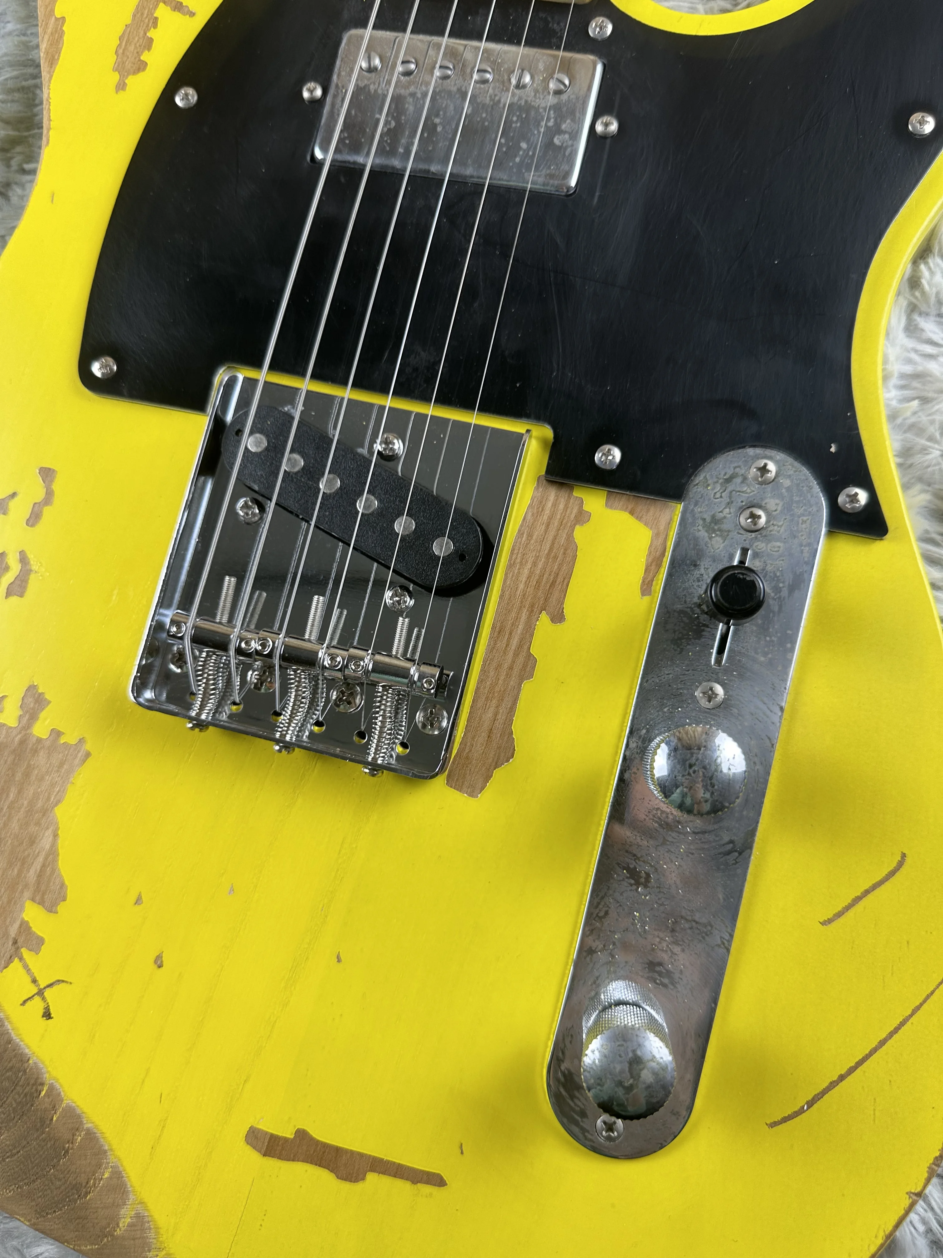 Электрогитара Tailai потертый корпус из ольхи молочно-желтый быстрая доставка в