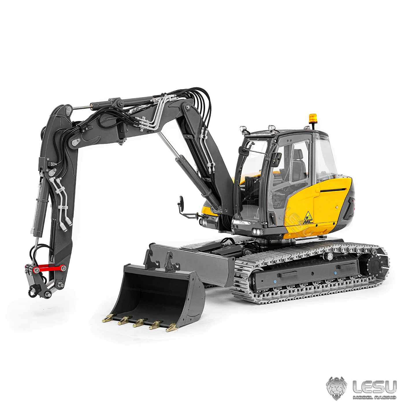Фото LESU MC15 Экскаватор 1/14 Гидравлический радиоуправляемый экскаватор с двойным насосом и девятью клапанами Металлический 4-секционный экскаватор RC Гусеничный экскаватор Металлическая модель игрушки №1