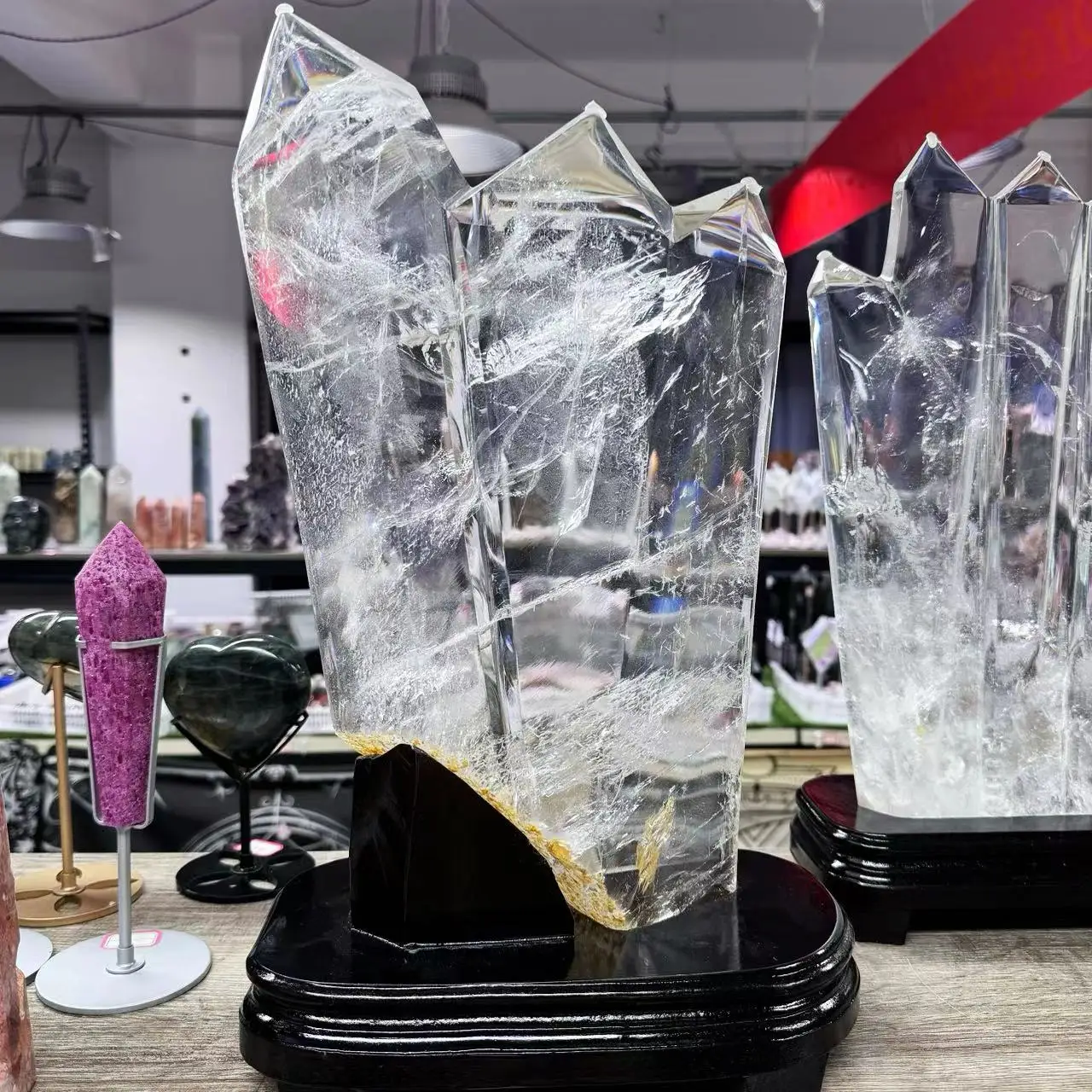 Вежа из натурального прозрачного кварца башня с 3 основками целебный кристалл