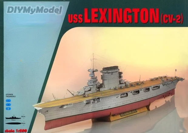 

DIYMyModeI Us Lexington CV-2 aircraft carrier 1:200 DIY Handcraft Paper Model Kit Handmade Toy Puzzles Gift Movie prop