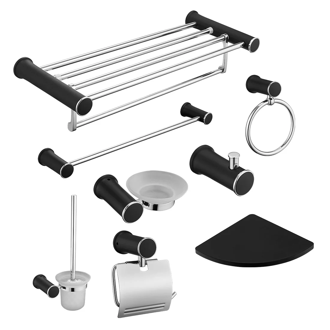 

50cm Double Towel Bar Bathroom Hanger Stainless Steel Bathroom Accessories Rack Towel Ring Soap Dish Toilet Brush держатель для