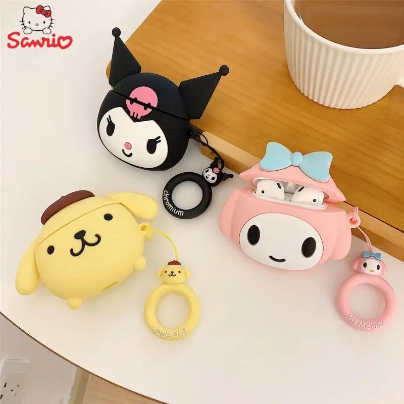 

Sanrio Headphone Cover Cartoon Kawaii Kuromi Melody Pom Pom Purin for 1St 2Nd Generation Airpods Pro 3Rd Bluetooth Case Pendant