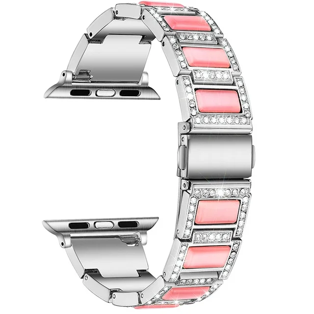 For Apple Watch Metal Gemstone Strap Wristband with Diamonds for Apple Watch Series 7 6 5 45mm  44mm 41mm 40mm Accessories