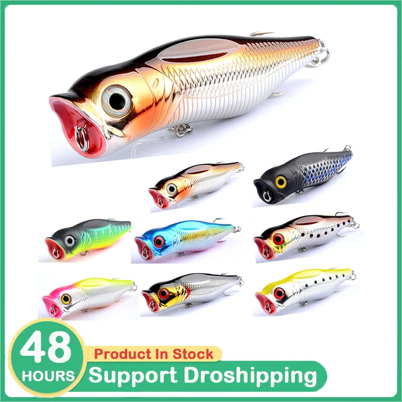 

9.2cm 17g Top Water Popper Fishing Lures Multi-color Artificial Fake Bait With 4# Hook Fishing Accessories