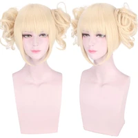 my hero academia himiko toga cosplay wig for girl womenshort blonde wig wavy synthetic hair bangs fringe hairstyle lonita party