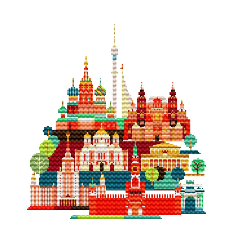 

Набор для вышивки крестиком Joy Sunday, 11CT 14CT, городской пейзаж-Московский принт, наборы для вышивки крестиком, наборы для вышивки, домашний деко...