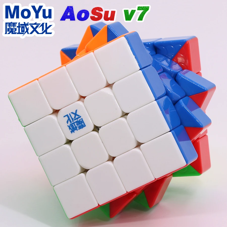 MoYu AoSu V7 4x4 Магнитный 4x4x4 Волшебный куб Одиночный двойной тройной трек УФ