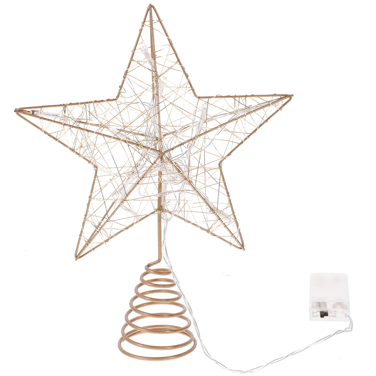 

Christmas Tree Topper Star Ornament Treetop Decoration Christmas Wire Iron Luminous Five Pointed Star Led Lamp Christmas Decor
