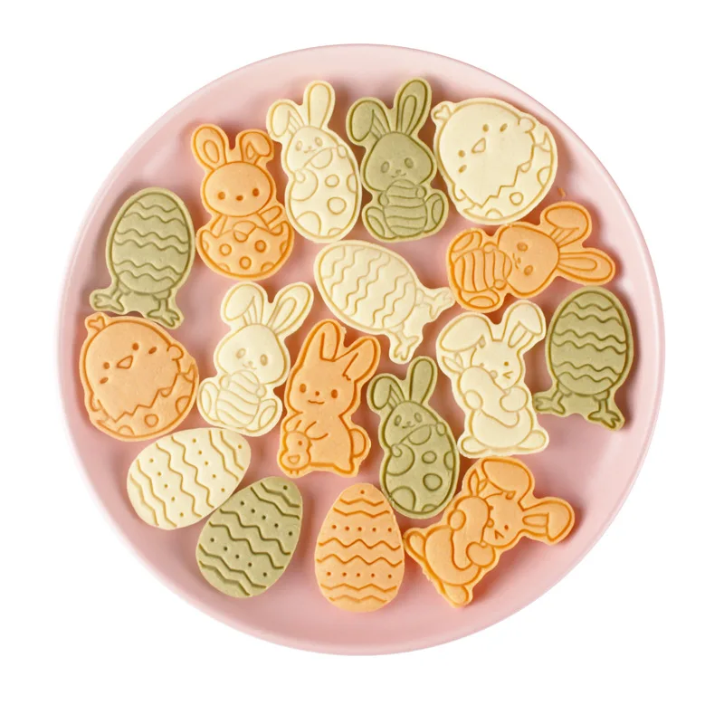 

8 pcs Easter Bunny Cookie Moulds 3d Three-dimensional Frosting Fondant Cookie Press Baking Cake Easter Moulds