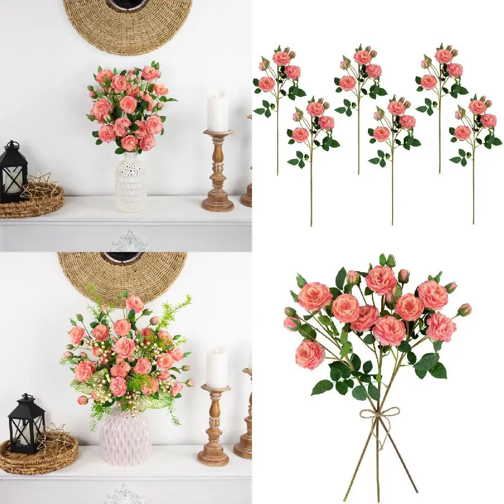 

Lovely Set of 6 Pink Real Touch Artificial Camellia Rose Floral Sprays 23"