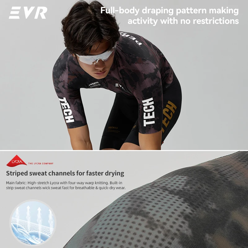 Фото Летняя мужская велосипедная майка EVR Pro с коротким рукавом, быстросохнущая, дышащая, для шоссейного велоспорта, с 3D-кроем, для активного отдыха и MTB №2