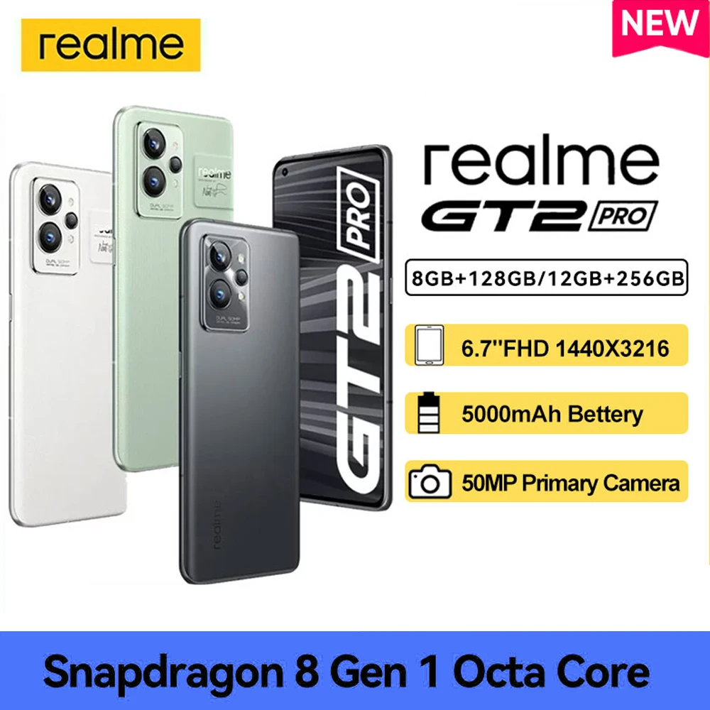 

Global version realme GT 2 Pro 5G Smartphone Snapdragon 8 Gen 1 SONY IMX766 Camera 6.7'' 120Hz NFC Display 65W SuperDart 5000mAh