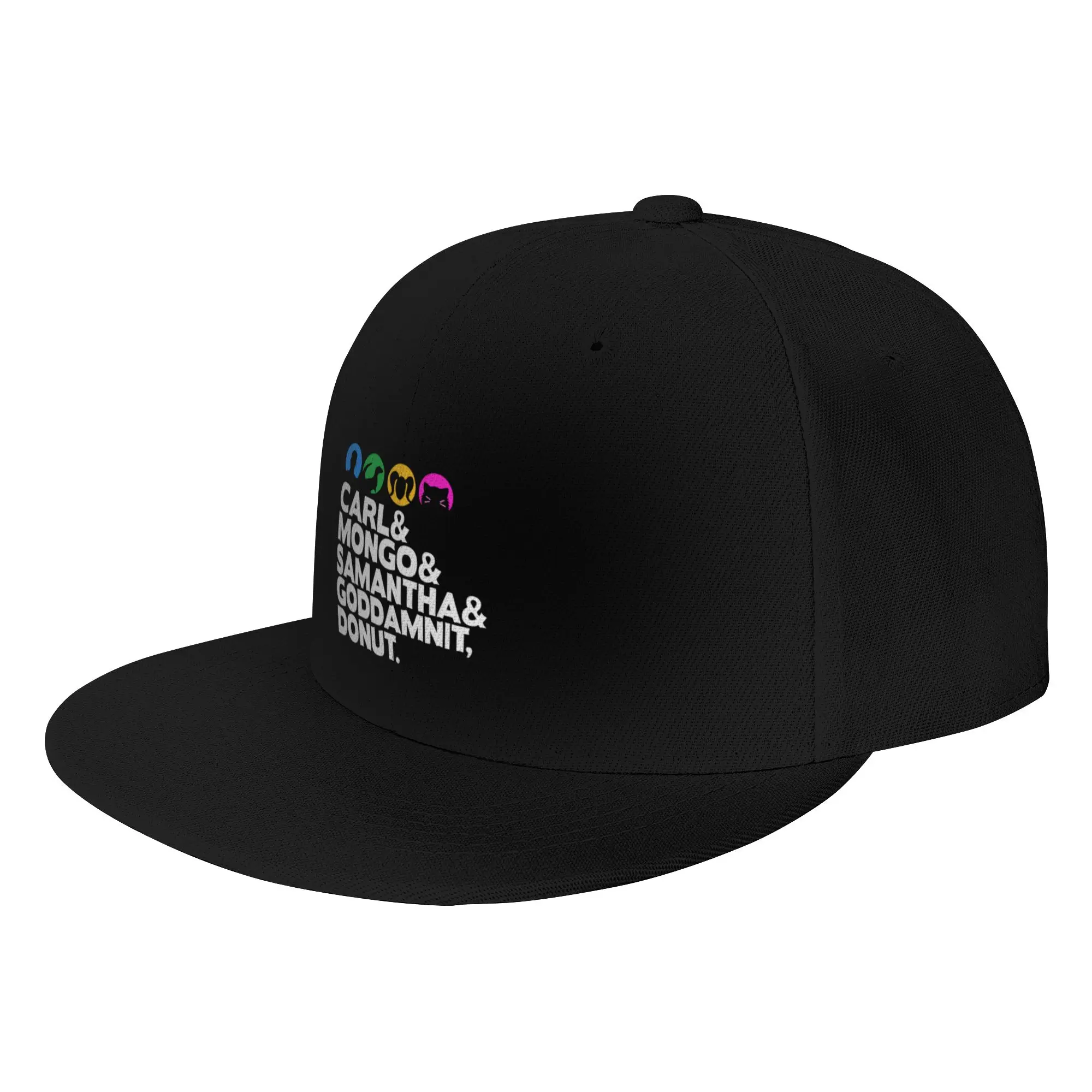 Фото Модная шляпа от солнца с плоским козырьком Fashion Carl and Mongo and Samantha and Goddamnit Donut Helvetica, легкие винтажные шляпы для мужчин №1