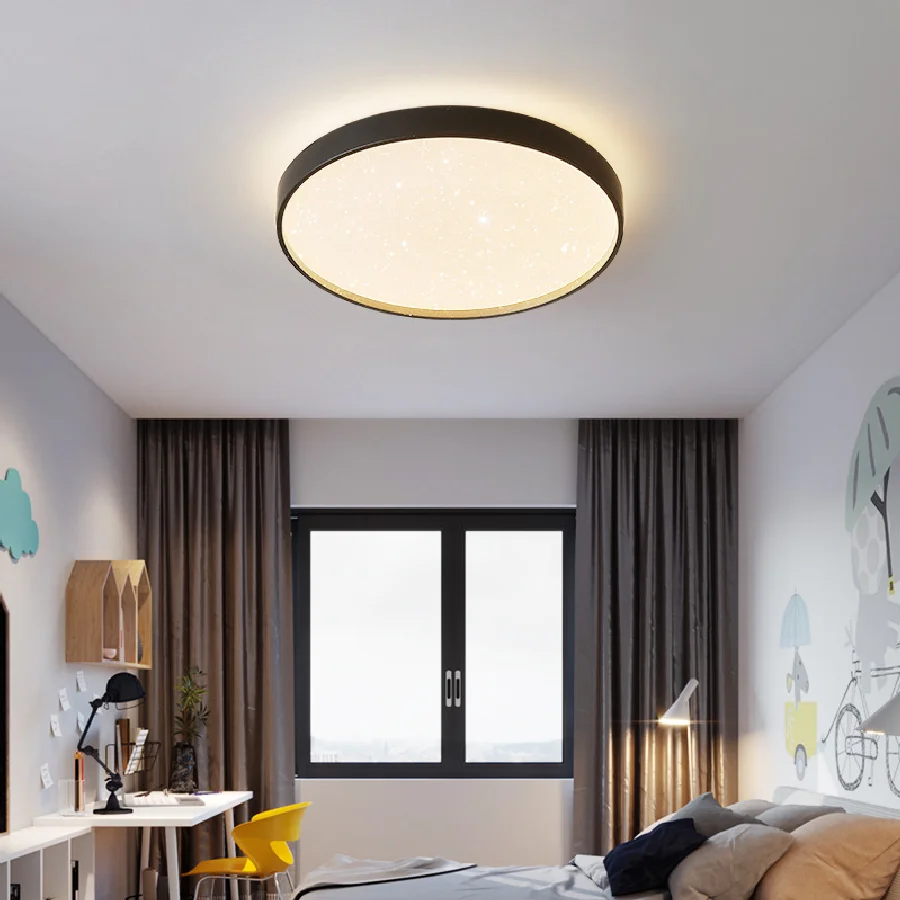 

Скандинавский потолочный светильник, светодиодный простой, черный, белый, Круглый, для гостиной, спальни, кабинета, домашний декор, освещени...