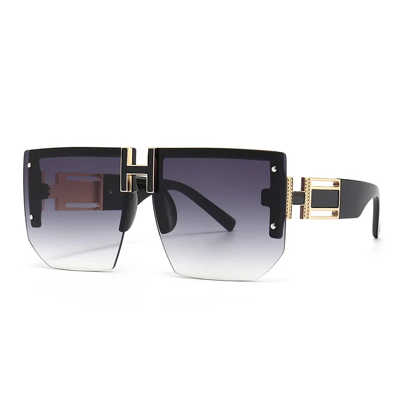 Luxury  Designer Rimless Oversized Sunglasses Women Men Fashion Vintage Travel Square Flat Top Sun Glasses For Female UV400