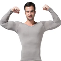 haleychan mens body shaper v neck long sleeve undershirt seamless posture correction compression shirt shapewear mens bodysuit