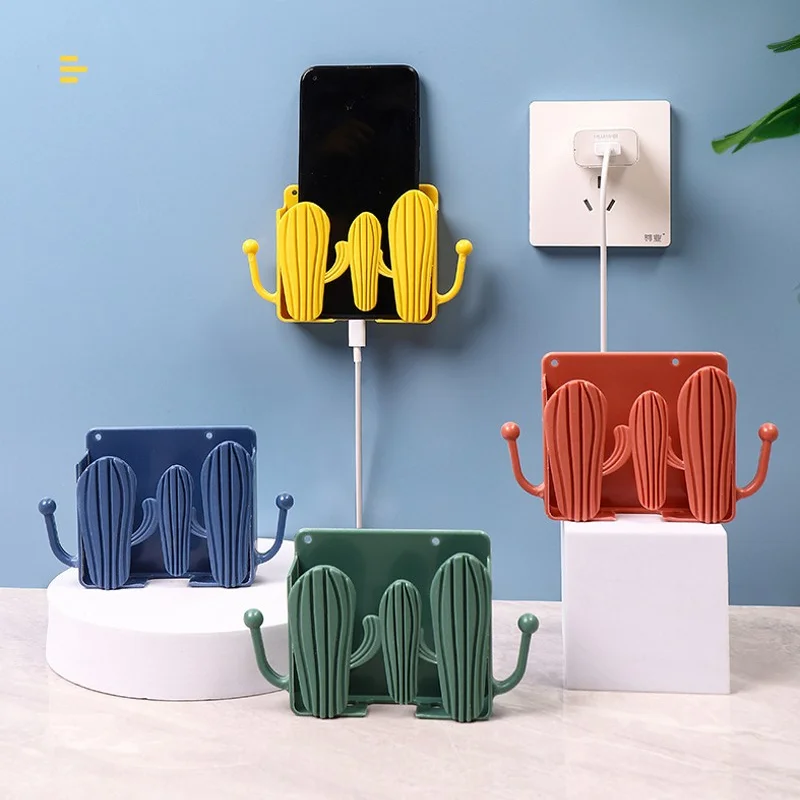 

Wall Mounted Hook Holder Phone Charging Stand Waterproof Remote Control Phone Plug Wall Decor Plastic Organizer Storage Box