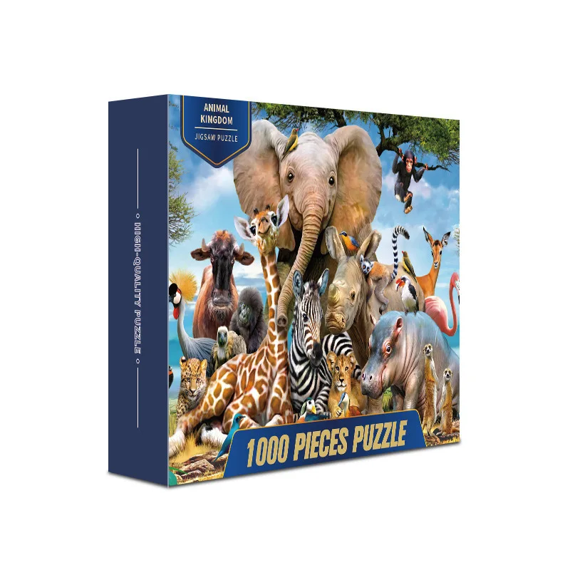 

15 Design Animal Puzzle 1000 Pieces Elephant Theme High Quality Jigsaw Adult Gift Brain Storm Games Wholesale 70x50cm Toys Item
