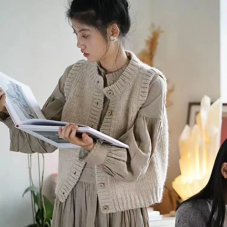 

Трикотажный кардиган с круглым вырезом, жилет, женские свитера, весна-осень 2022, новая Корейская версия, искусственный свитер, куртка E803