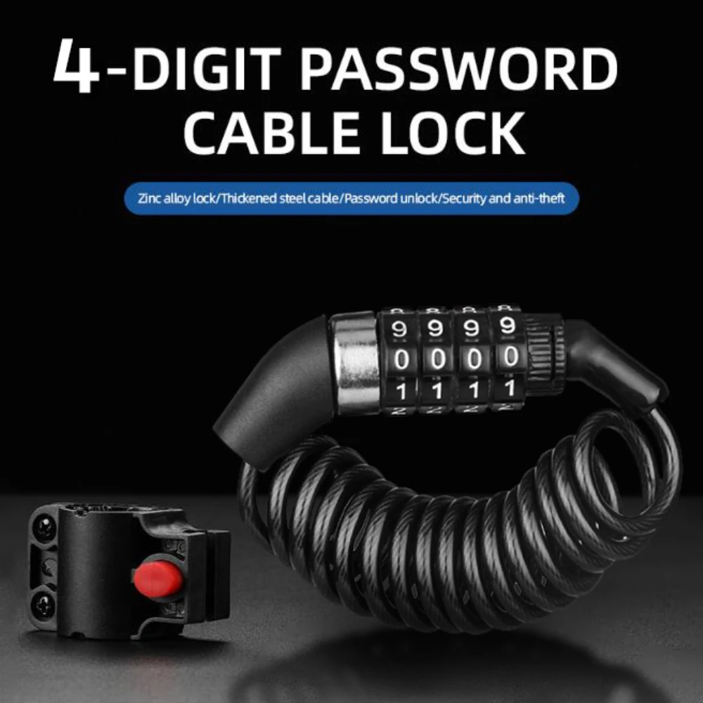 

Protable Cipher Trunk Anti-prying Black 4-position Lock Anti-theft Abrasion Resistant Bike Code Lock Wire Rope Chain