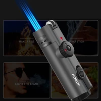 inflatable metal grinding wheel four fire straight through windproof blue flame lighter visible transom cigarette lighter