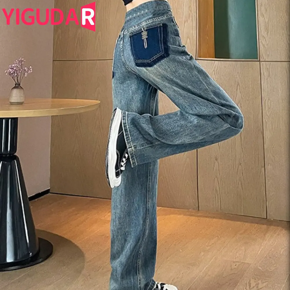 

Весна 2023, модные эластичные джинсы для беременных, женские прямые джинсы, повседневные брюки, Одежда для беременных женщин y2k