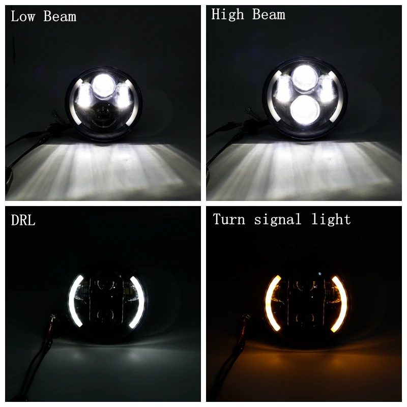 

5-3/4" Projector Round Headlamp For Harley Sportster 1200 883 Street 500 750 5.75 Inch Black Halo Angel Eyes LED Headlight