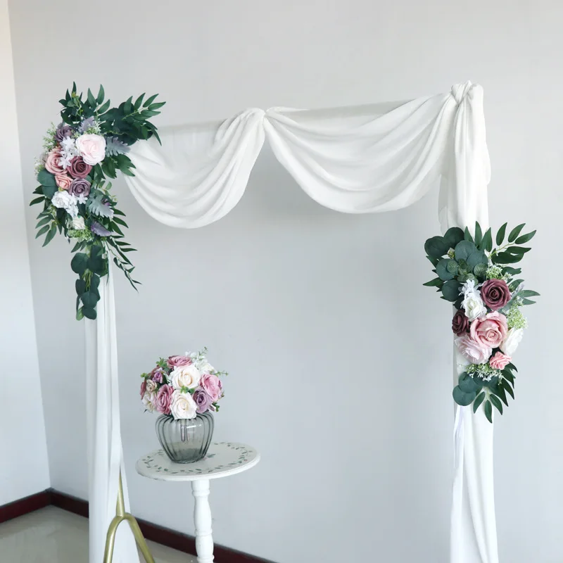 

Luxury Rose Hydrangea Willow Leaf Eucalyptus Greenery Artificial Flower Row Arrangement Wedding Arch Decor Hanging Corner Flower