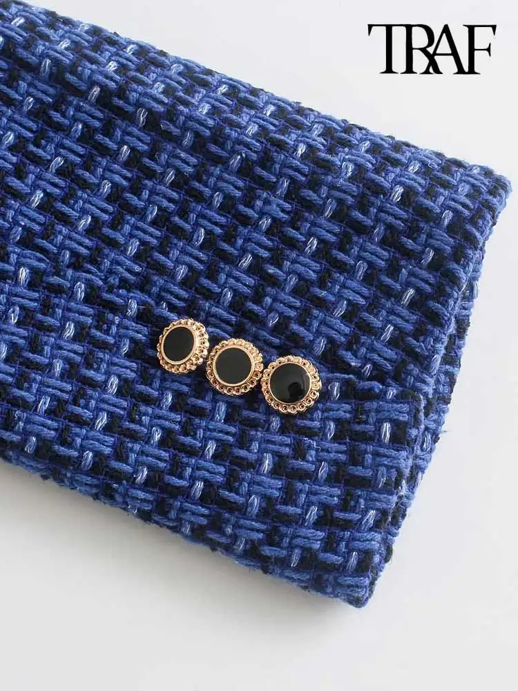 Пиджак женский твидовый двубортный с длинным рукавом и карманами | Женская