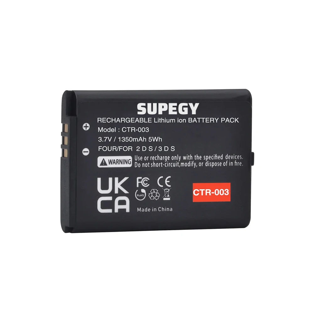 Фото 4 аккумулятора 1350 мАч CTR 003 CTR-003 для беспроводных контроллеров Nintendo 2DS, 3DS, 2DS XL CTR-A-AB №2