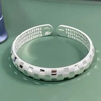 s925 sterling silver material lattice ancient frosted opening mens and womens bangle frosted retro sandblasting jewelry gift