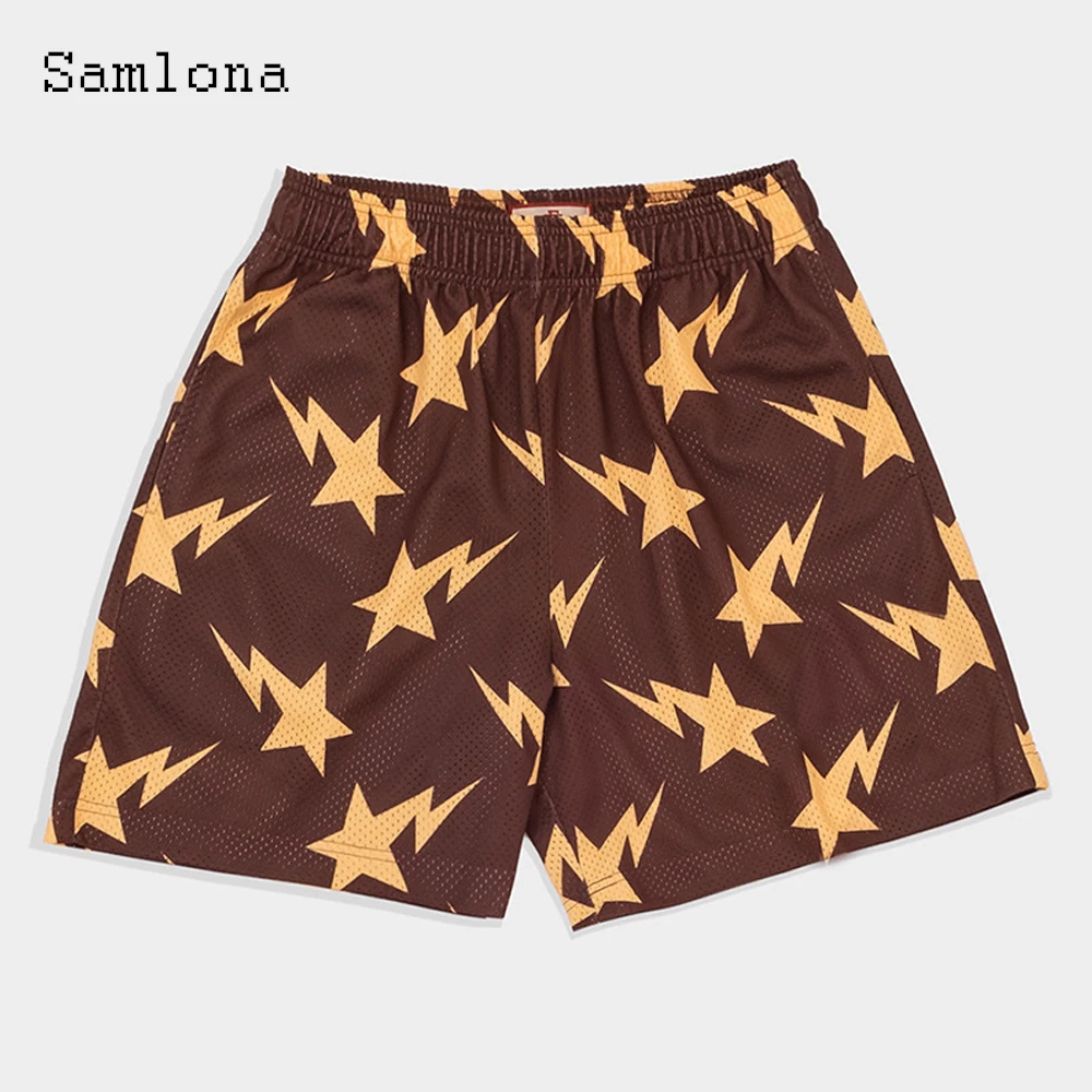 Samlona 2022 Stylish simplicity Men Shorts Casual Skinny All-match Short Bottoms Latest Summer Classic Stars Print Beach Shorts
