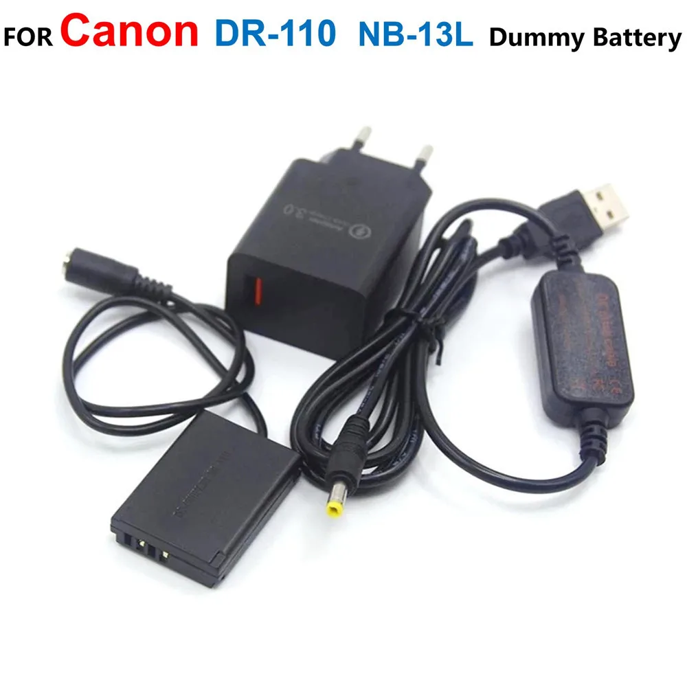 USB-кабель питания 5 В + соединитель постоянного тока DR-110 NB-13L поддельная батарея