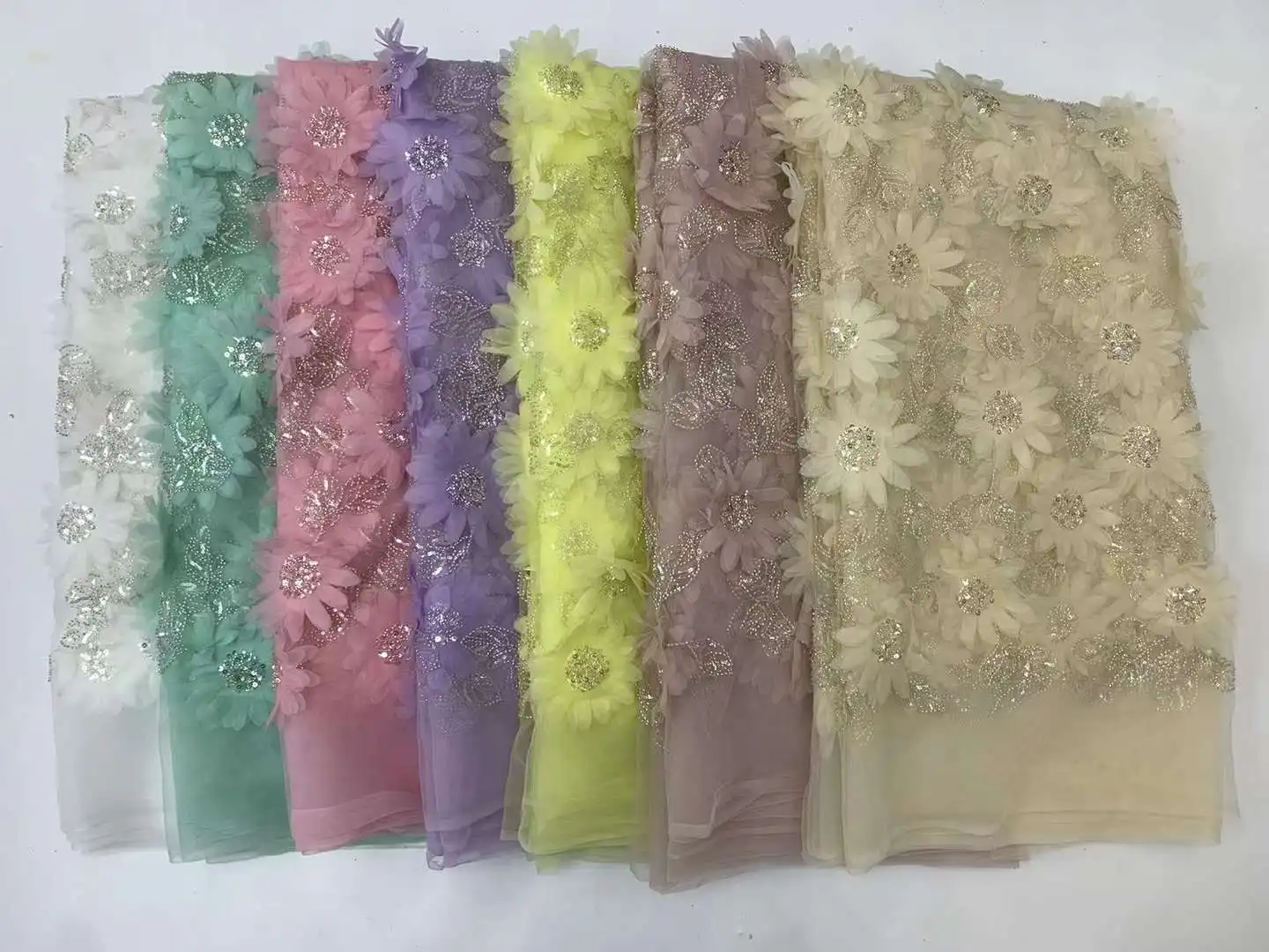 Африканская кружевная ткань с 3D цветами вышитая аппликация нигерийская Ткань