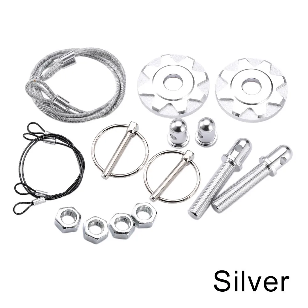 

2 шт., комплект замков для капота, алюминиевый внешний вид с ЧПУ для пластины капота двигателя, универсальный сплав, аксессуары для гоночных автомобилей Mustang Dodge