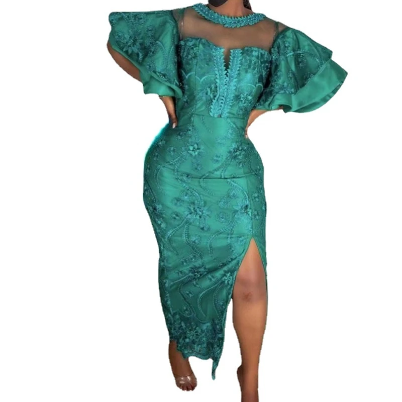 

African Dresses For Women Summer Elegant Evening Africa Clothing Office Lady Party Slim Long Dress Dashiki Ankara Outfits Robe