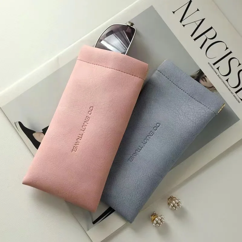 Automatic Closing Eyewear Bags Portable Small Sunglasses Case PU Leather Handbag Unisex Eyewear Case Elastic Pocket