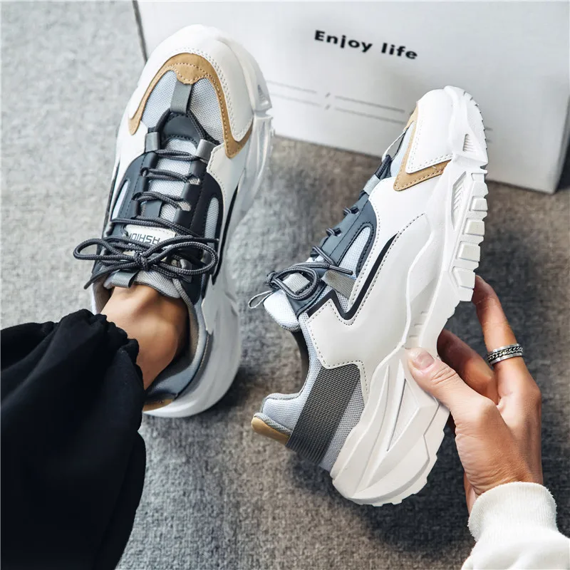 

Summer Men Mesh Breathable Fashion Sneakers Thick Sole Flat Slip-On Outdoor Sports Running Shoes Zapatillas Hombre 39-44