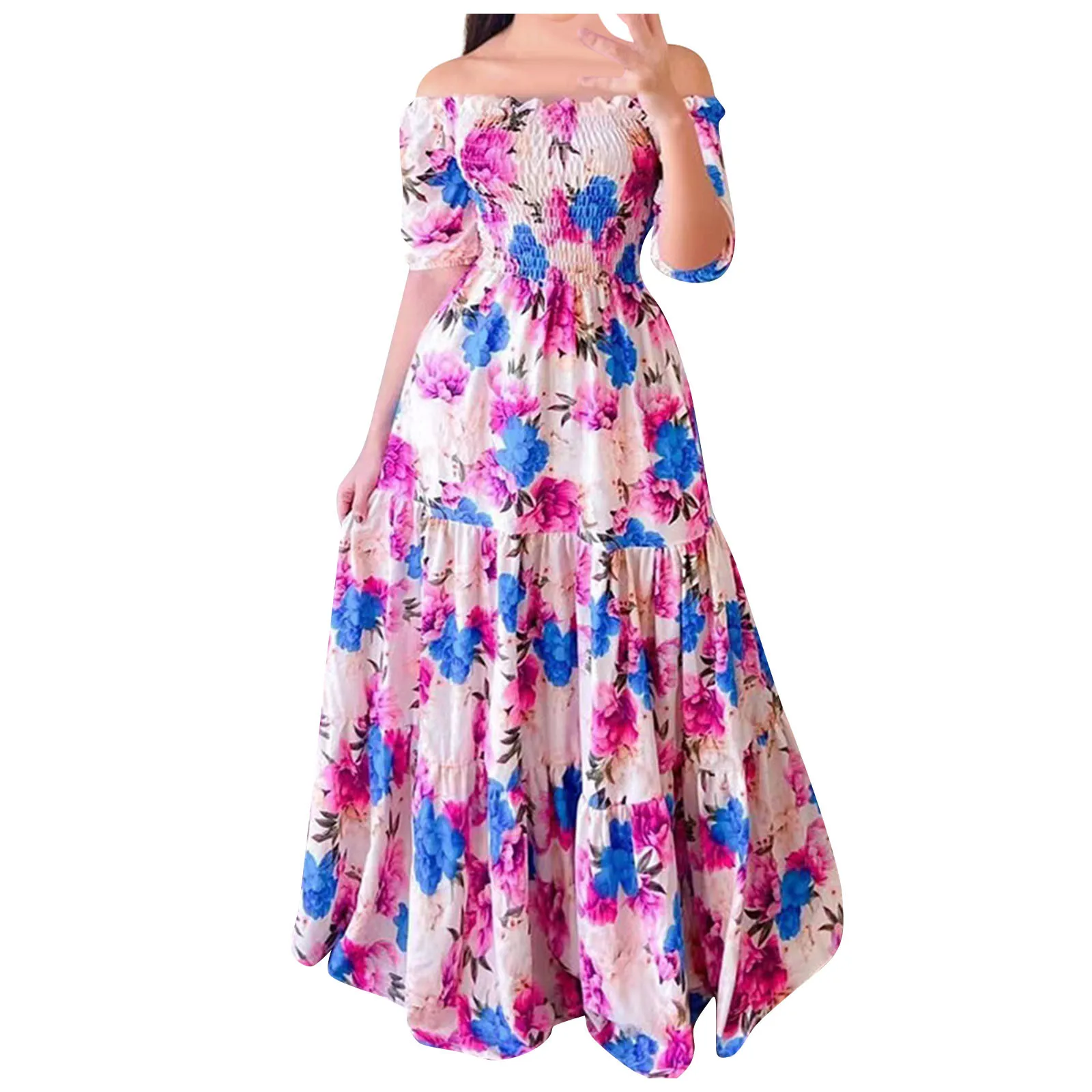 

Женское модное повседневное сексуальное платье на одно плечо с цветочным принтом без бретелек длинная юбка женское летнее платье женское винтажное длинное платье