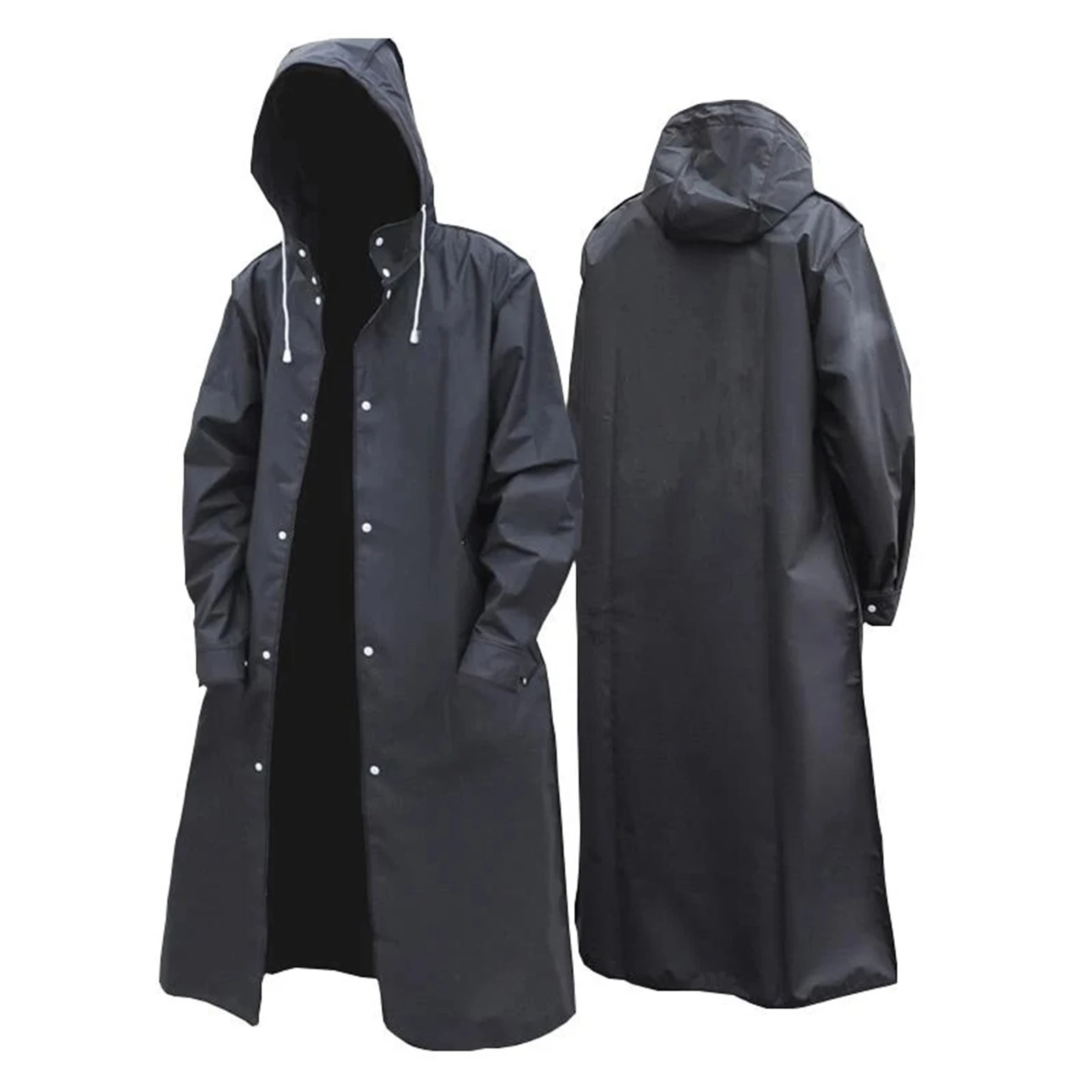 

1PC Unisex Raincoat Thickened Waterproof Rain Coat Women Men Black Camping Waterproof Rainwear Suit Fashion Rain Cover Hooded