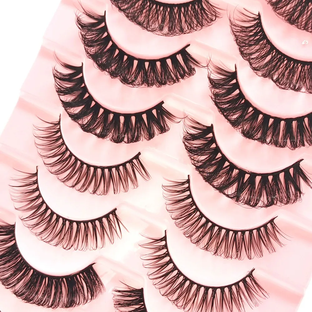 

New 10 Pairs of False Eyelashes Natural Long Eyelashes European and American Artificial Mink Eyelashes Reusable Makeup Eyelashes