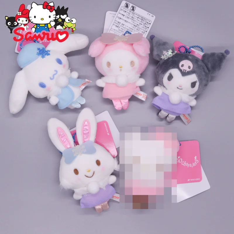 

Japanese New Snowflake Winter Series Sanrio Kuromi Cinnamoroll Flower Bunny Toy Doll Pendant Kawaii For Girls Gifts Kids 10cm