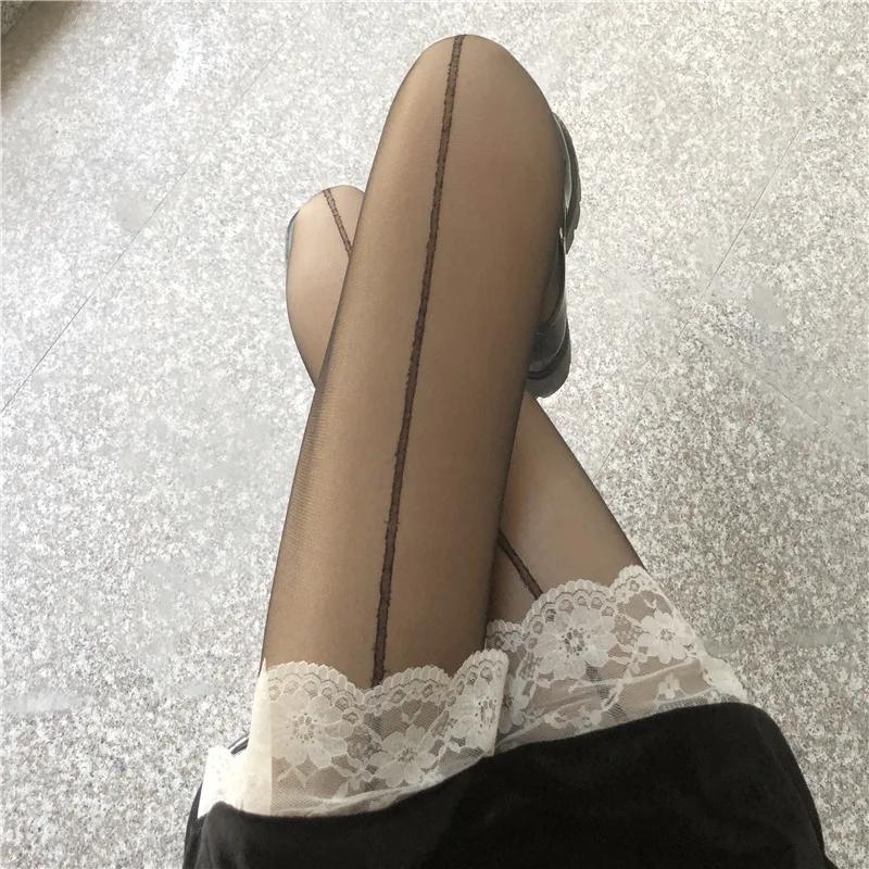 Sexy Women Tights Summer Seamless Nylon Thigh High Stockings Pantyhose Lingerie Sexy Striped Punk Streetwear Fishnet Stockings