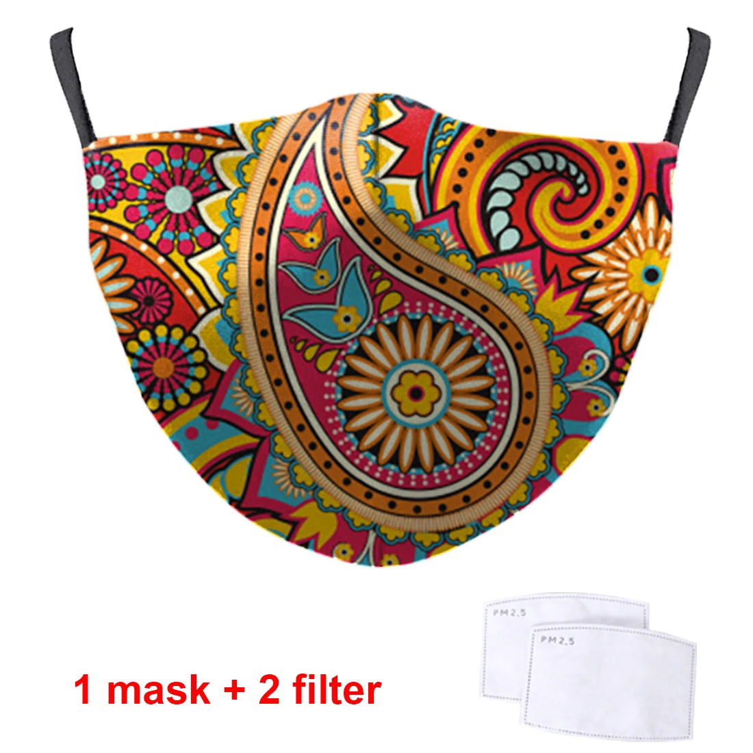 

Bohemia 3D Print Mask Adjustable Dustproof PM2.5 Activated Carbon Filter Paper Masks Washable Windproof Adult Reusable Masque