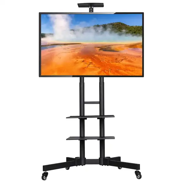 

Adjustable Rolling TV Cart for Flat Panel TVs up to 75'', Black