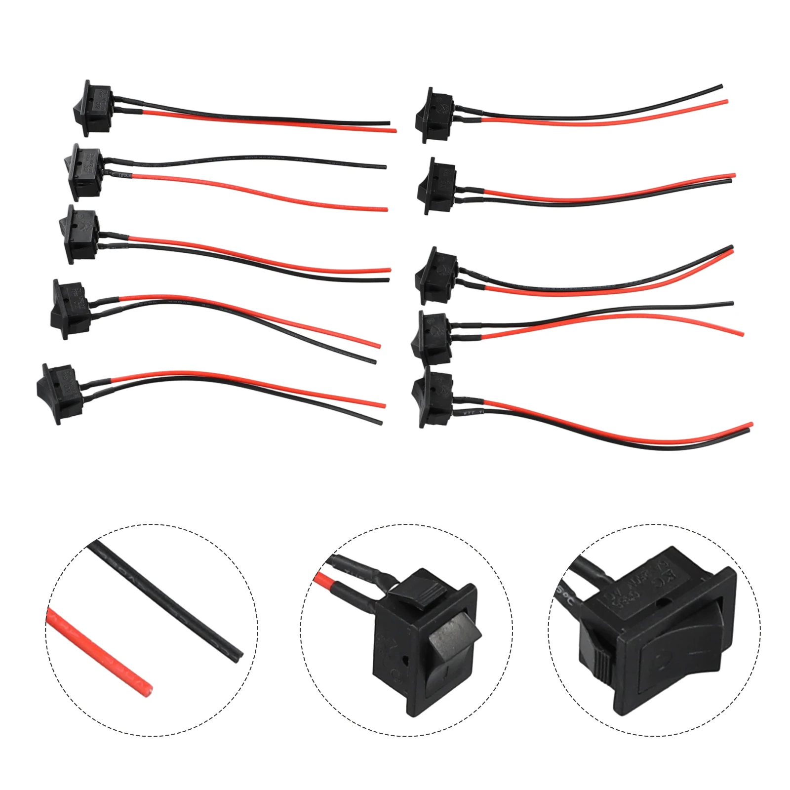 10 шт. мини-клавишный выключатель 2 контакта с кабелем SPST маленькое устройство
