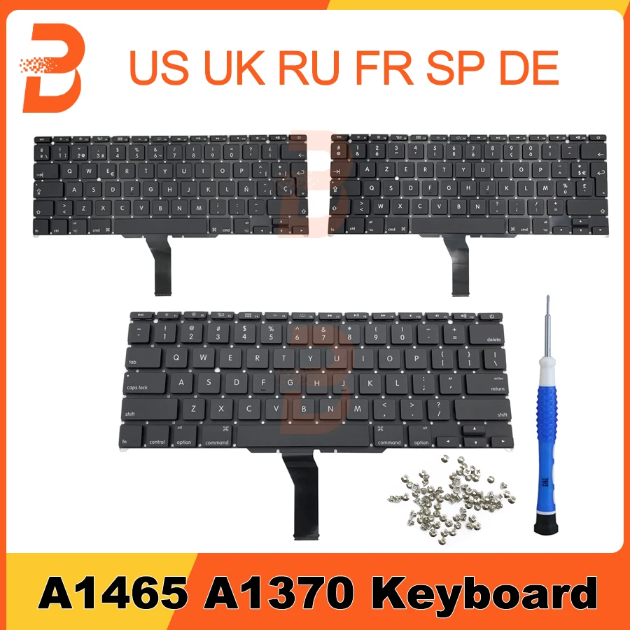 

New A1370 A1465 US UK French Germany Russian Spain Sweden Italy Keyboard For Macbook Air 11" 2011 2012 2013 2014 2015 Year