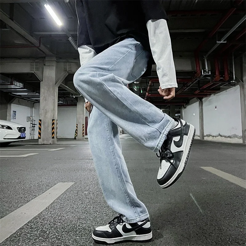 EOENKKY/2022 New Street Casual Baggy Jeans Men's Korean Fashion Hip Hop Straight Wide Leg Trousers plus size Men's Harem Pants