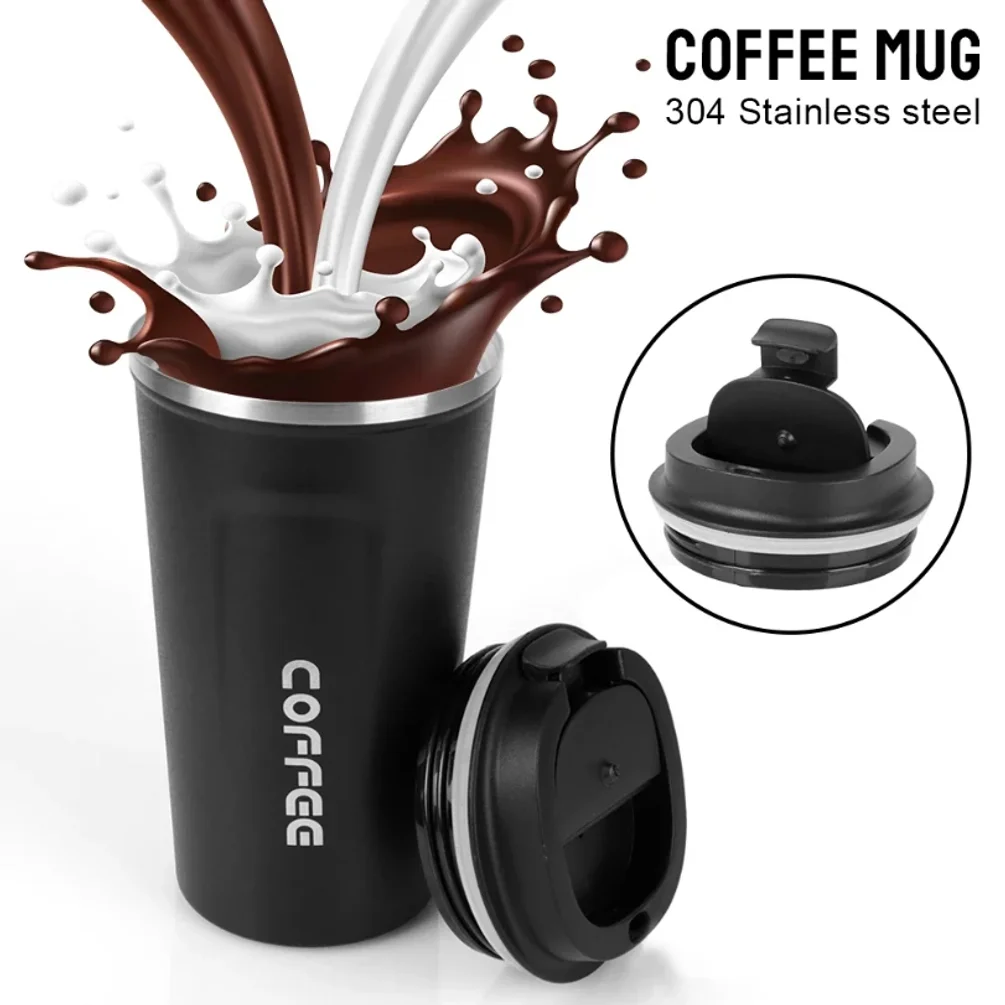 Фото Термокружка Thermo Cafe из нержавеющей стали с двойными стенками для чая, воды, кофе, 380/510 мл, герметичная, дорожная, автомобильная термокружка-термос №3